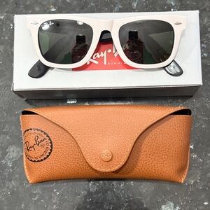 Authentic RayBan White and Black Sunglasses With RayBan Case NEW NEVER WORN